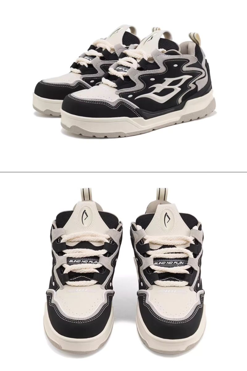 Black and White Retro Wave Sneakers - Wolvess