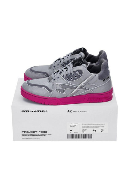 Grey and Pink Classic Low Top Sneakers - Wolvess