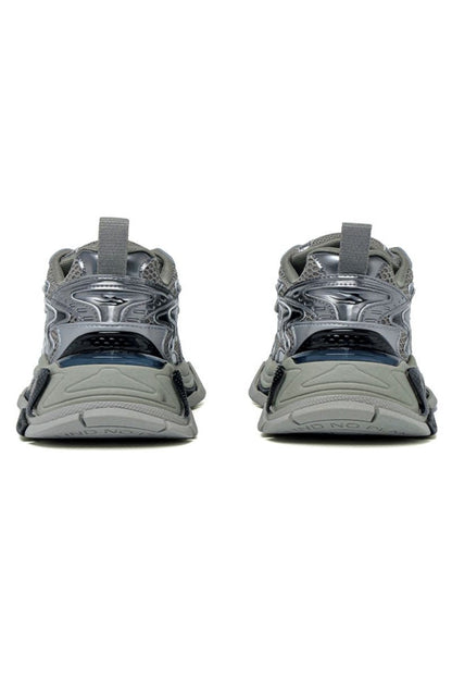 Triple Grey Metallic Chunky Sneakers - Wolvess