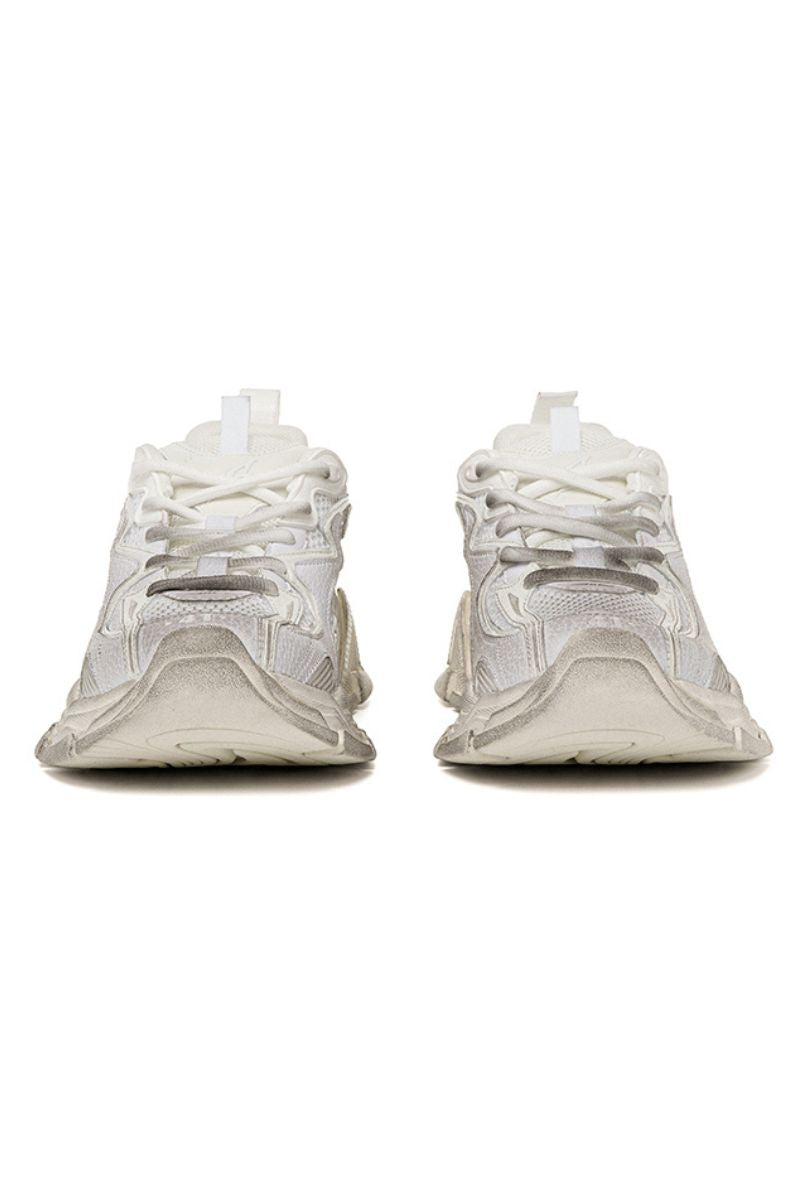 Triple White Chunky Mesh Sneakers - Wolvess