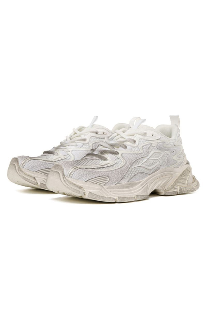 Triple White Chunky Mesh Sneakers - Wolvess