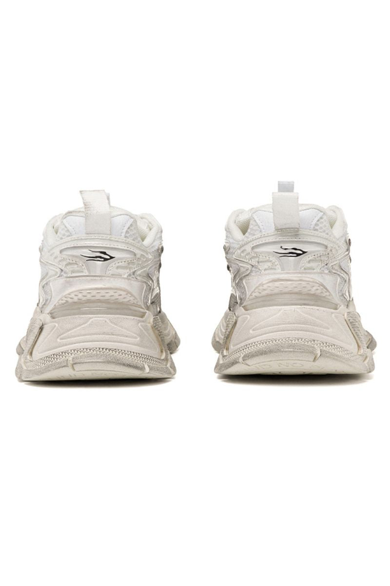 Triple White Chunky Mesh Sneakers - Wolvess
