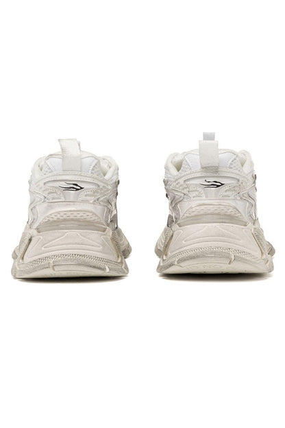 Triple White Chunky Mesh Sneakers - Wolvess