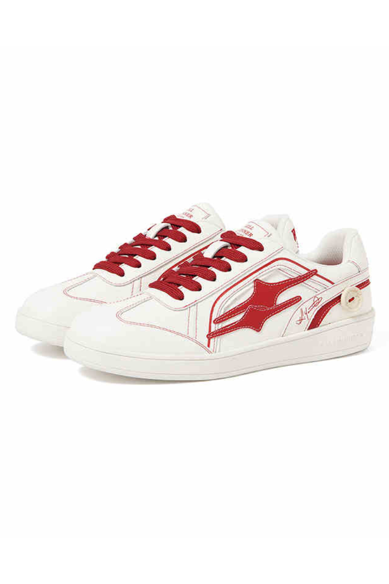 Classic Low-Top Sneakers White with Red Accents - Wolvess