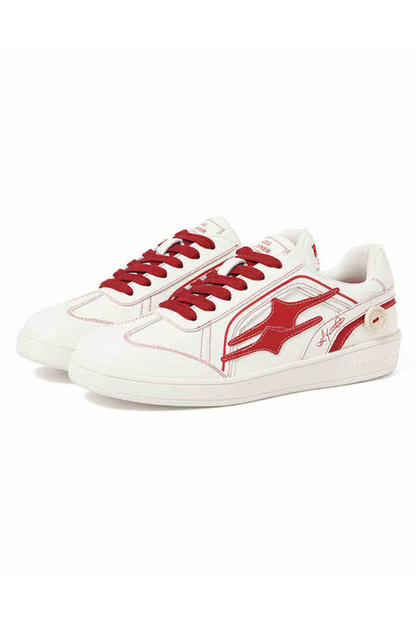 Classic Low-Top Sneakers White with Red Accents - Wolvess