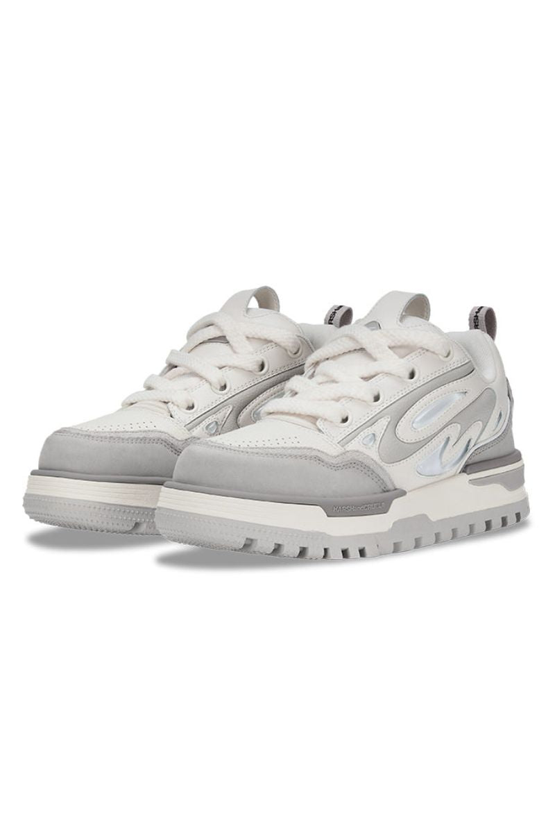 White and Grey Platform Chunky Sneakers - Wolvess