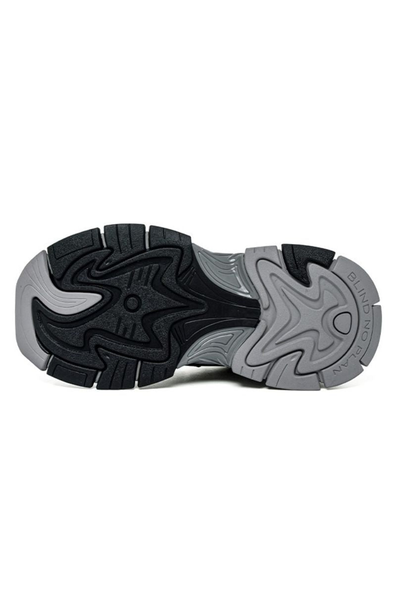 Grey Wave Chunky Running Sneakers - Wolvess