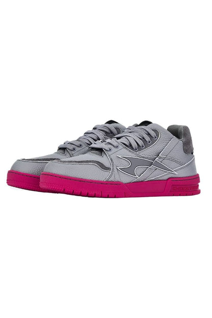 Grey and Pink Classic Low Top Sneakers - Wolvess