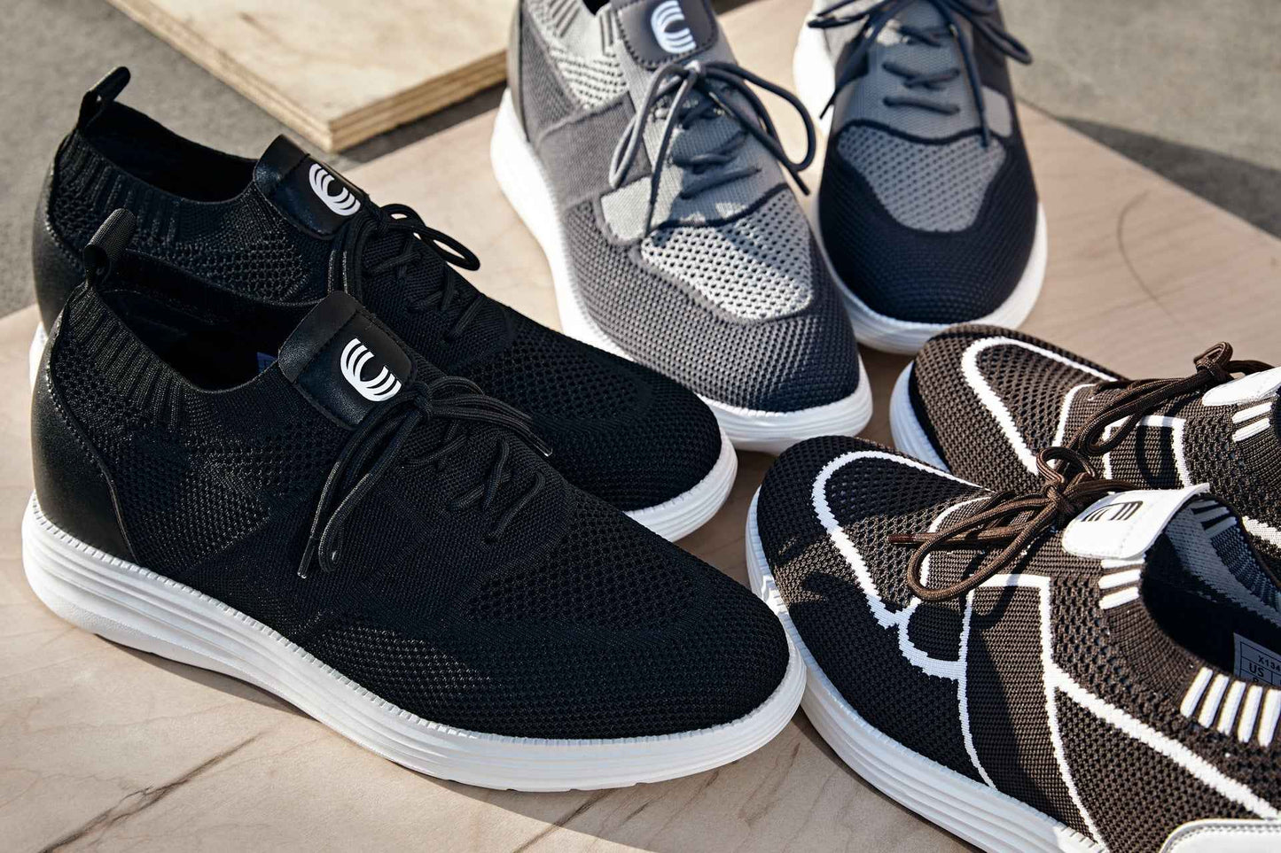 CALTO - X1341 - 2.8 Inches Taller (Iron Gray/Glacier Gray) - Lace Up Casual Walker - Lightweight Tallmenshoes.com