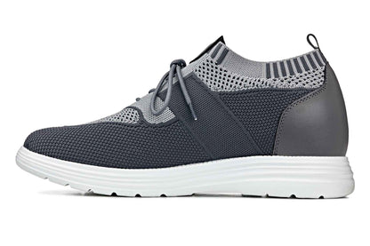 CALTO - X1341 - 2.8 Inches Taller (Iron Gray/Glacier Gray) - Lace Up Casual Walker - Lightweight Tallmenshoes.com