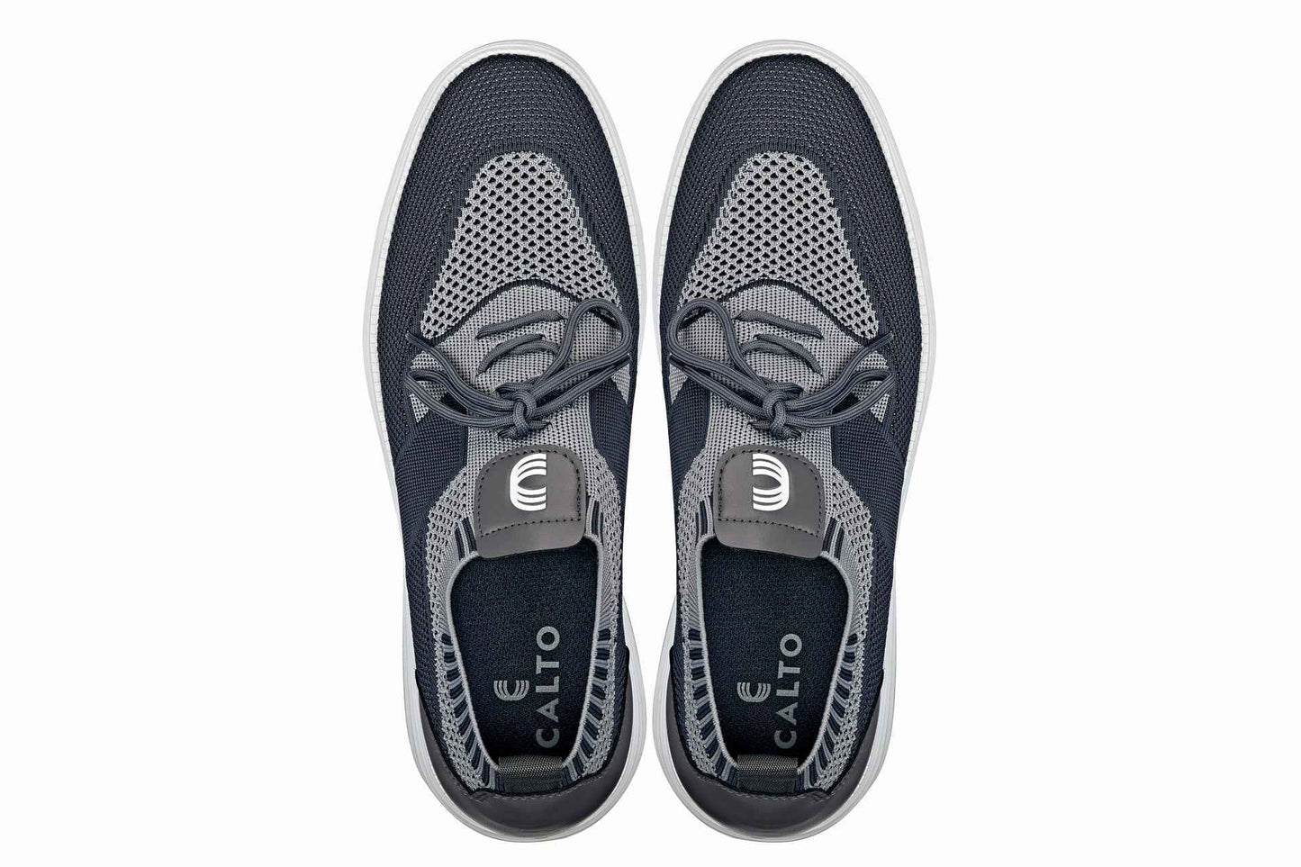 CALTO - X1341 - 2.8 Inches Taller (Iron Gray/Glacier Gray) - Lace Up Casual Walker - Lightweight Tallmenshoes.com