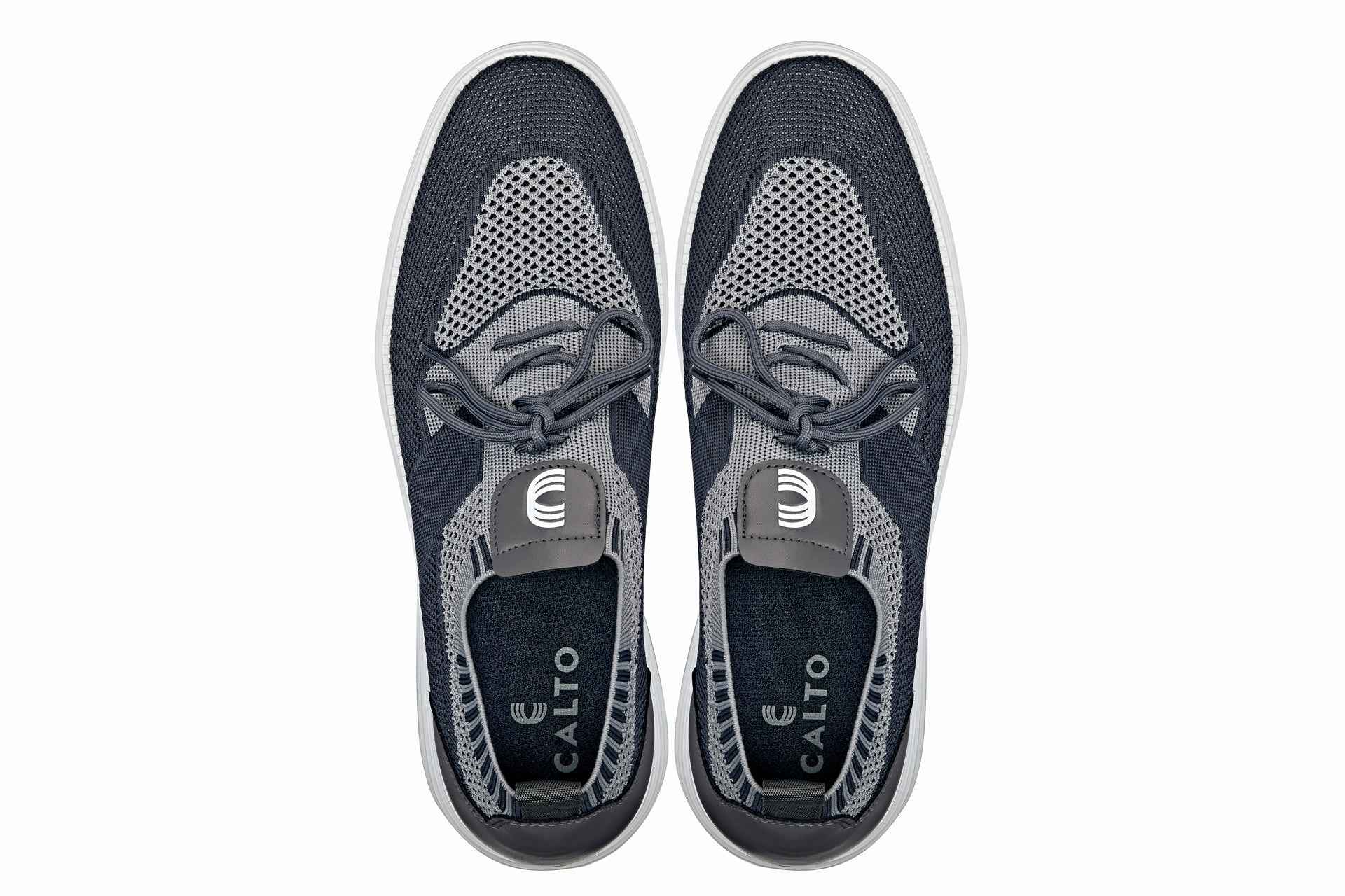 CALTO - X1341 - 2.8 Inches Taller (Iron Gray/Glacier Gray) - Lace Up Casual Walker - Lightweight Tallmenshoes.com