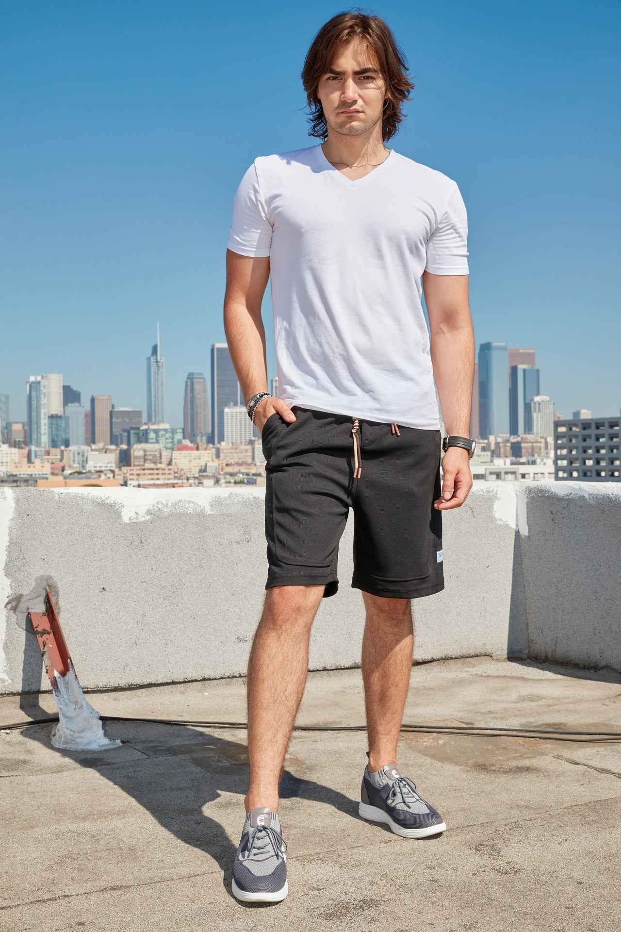 CALTO - X1341 - 2.8 Inches Taller (Iron Gray/Glacier Gray) - Lace Up Casual Walker - Lightweight Tallmenshoes.com