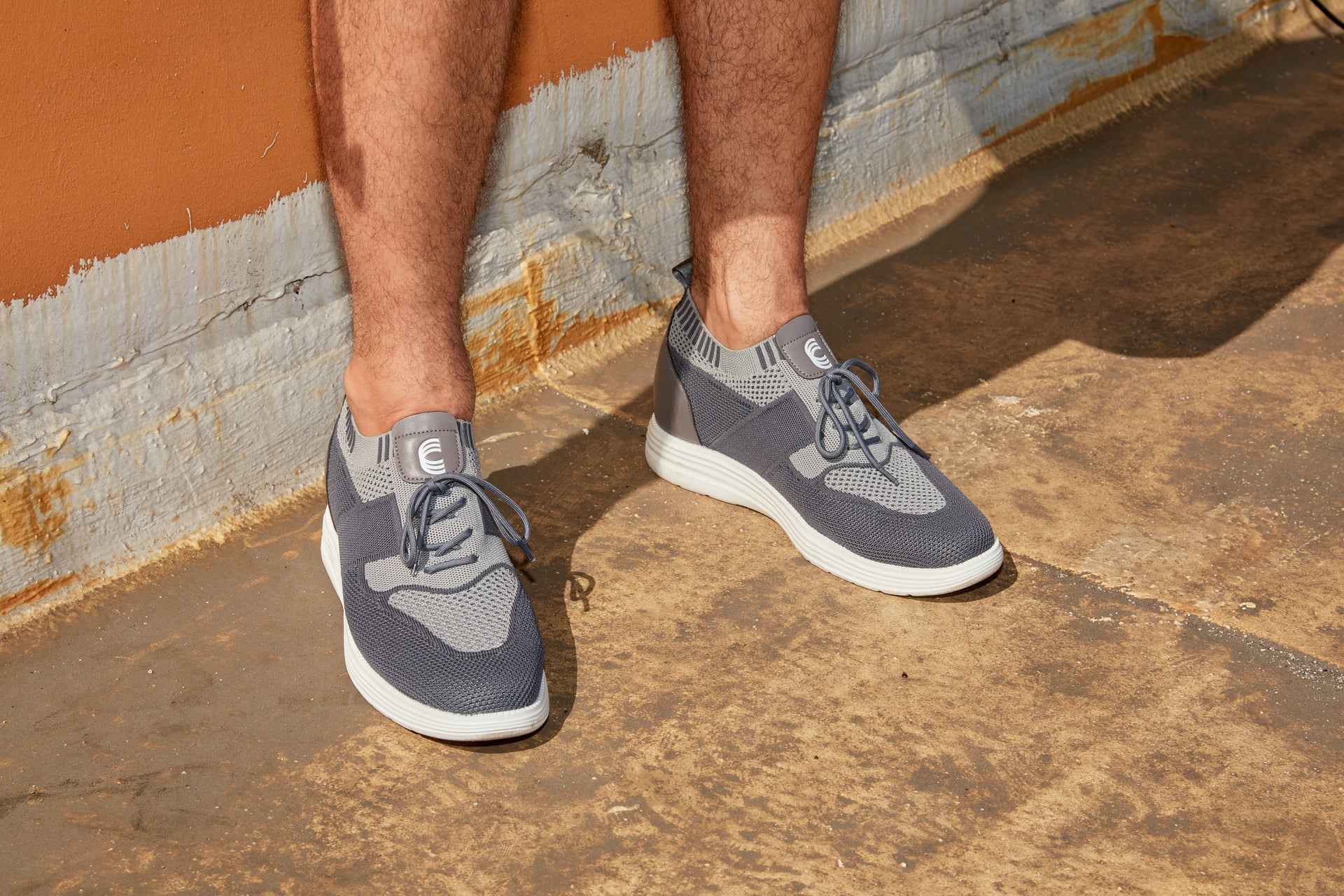CALTO - X1341 - 2.8 Inches Taller (Iron Gray/Glacier Gray) - Lace Up Casual Walker - Lightweight Tallmenshoes.com