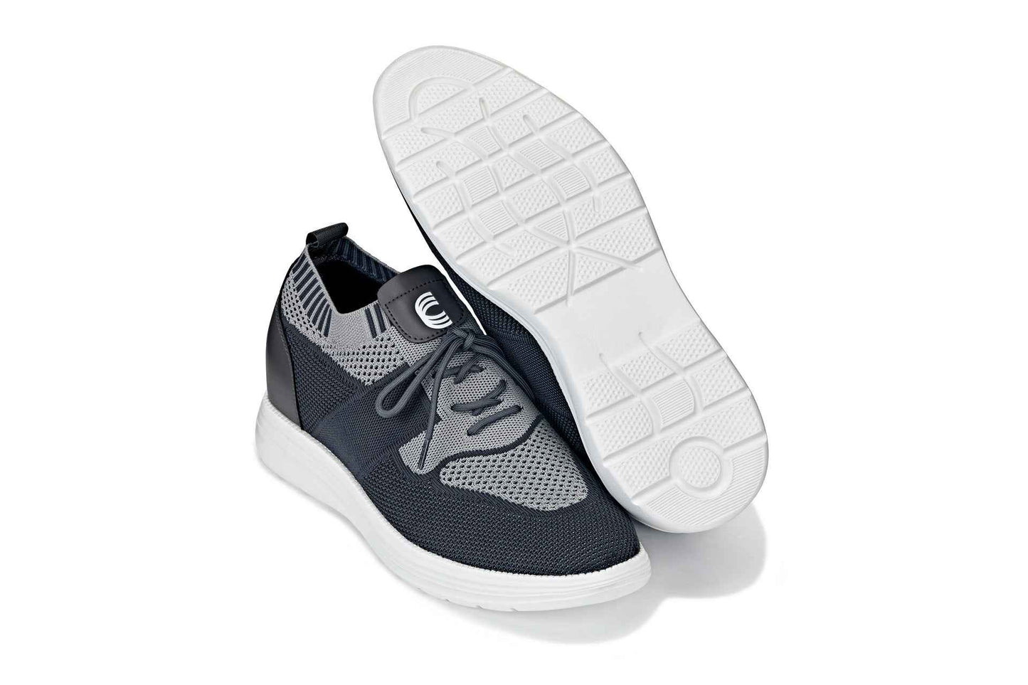CALTO - X1341 - 2.8 Inches Taller (Iron Gray/Glacier Gray) - Lace Up Casual Walker - Lightweight Tallmenshoes.com
