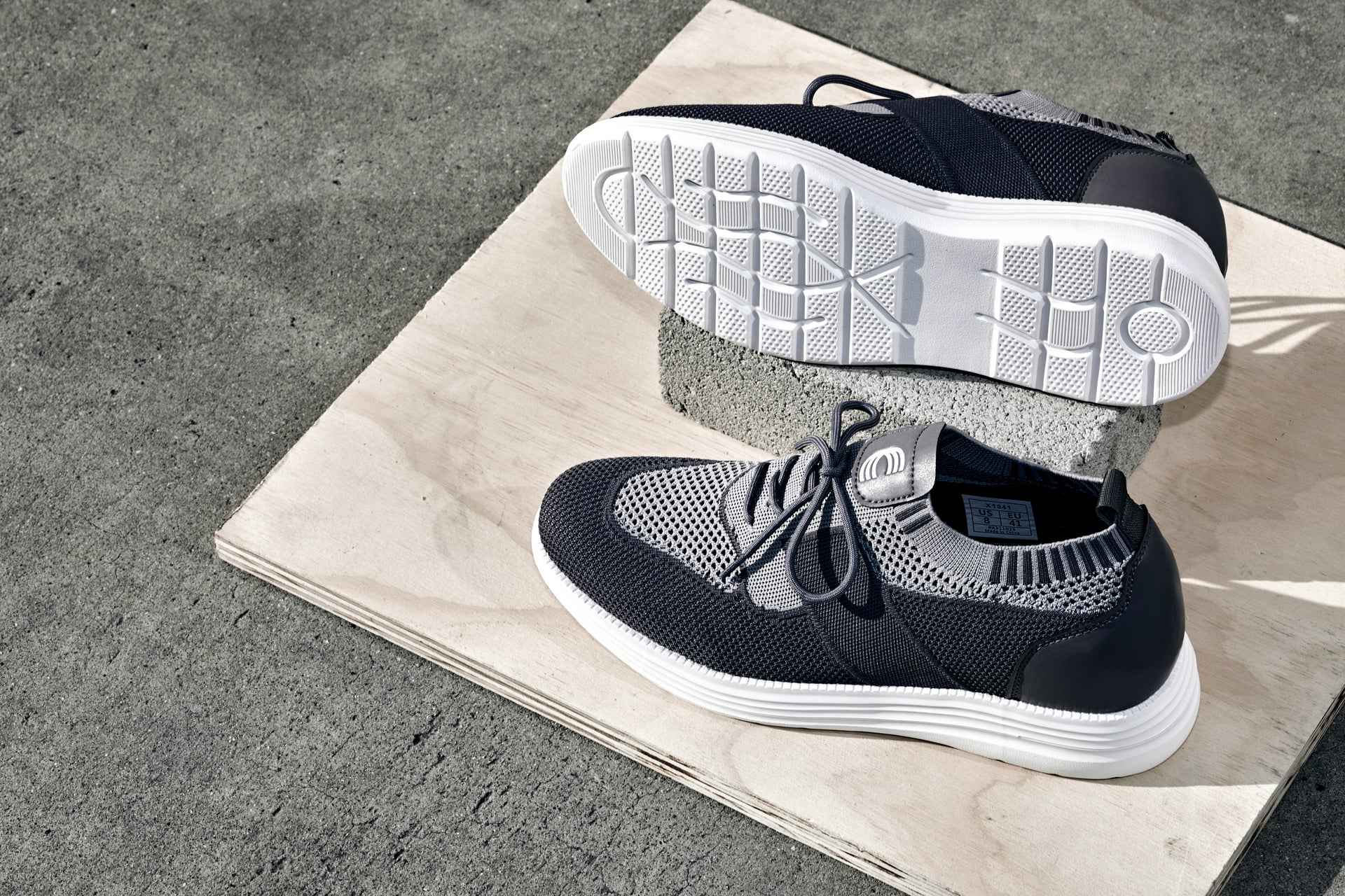 CALTO - X1341 - 2.8 Inches Taller (Iron Gray/Glacier Gray) - Lace Up Casual Walker - Lightweight Tallmenshoes.com