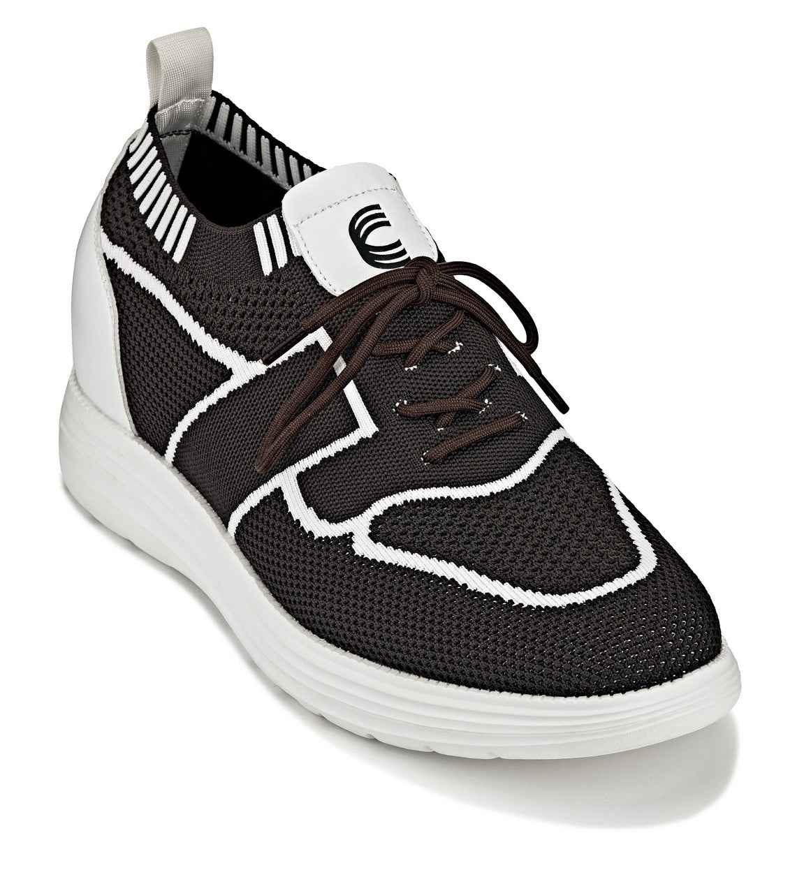 CALTO - X1342 - 2.8 Inches Taller (Mocha Brown/White) - Lace Up Casual Walker - Lightweight Tallmenshoes.com