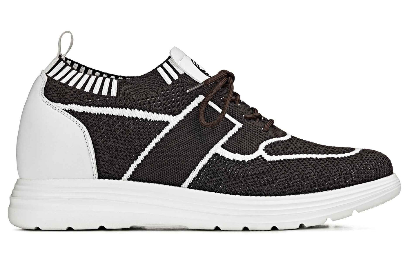 CALTO - X1342 - 2.8 Inches Taller (Mocha Brown/White) - Lace Up Casual Walker - Lightweight Tallmenshoes.com