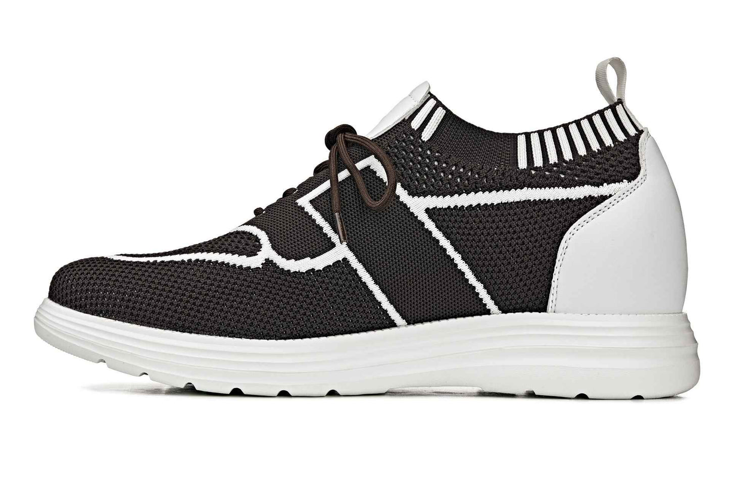 CALTO - X1342 - 2.8 Inches Taller (Mocha Brown/White) - Lace Up Casual Walker - Lightweight Tallmenshoes.com