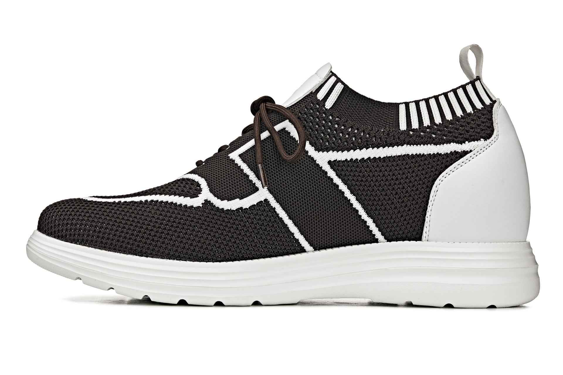 CALTO - X1342 - 2.8 Inches Taller (Mocha Brown/White) - Lace Up Casual Walker - Lightweight Tallmenshoes.com