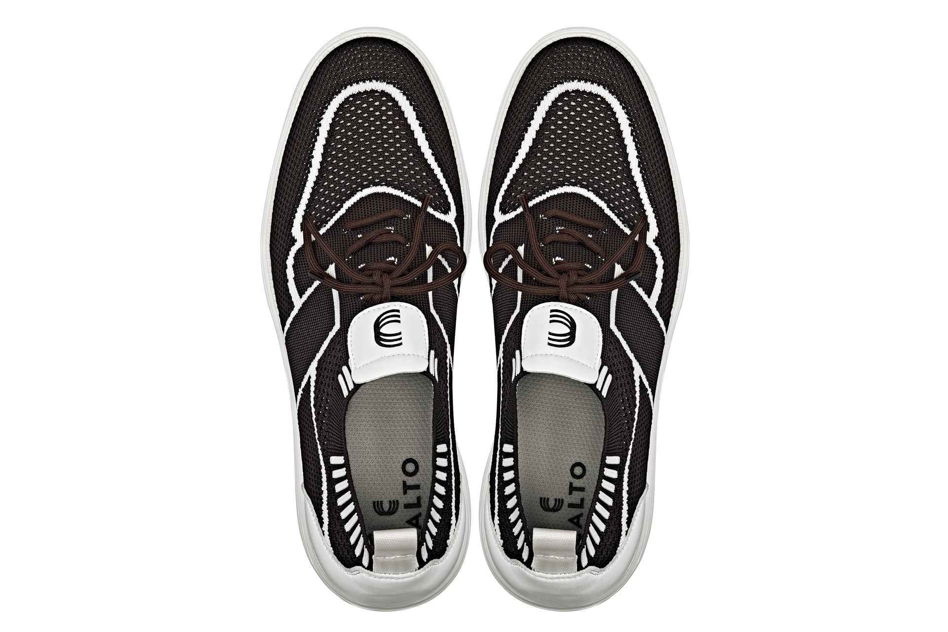 CALTO - X1342 - 2.8 Inches Taller (Mocha Brown/White) - Lace Up Casual Walker - Lightweight Tallmenshoes.com