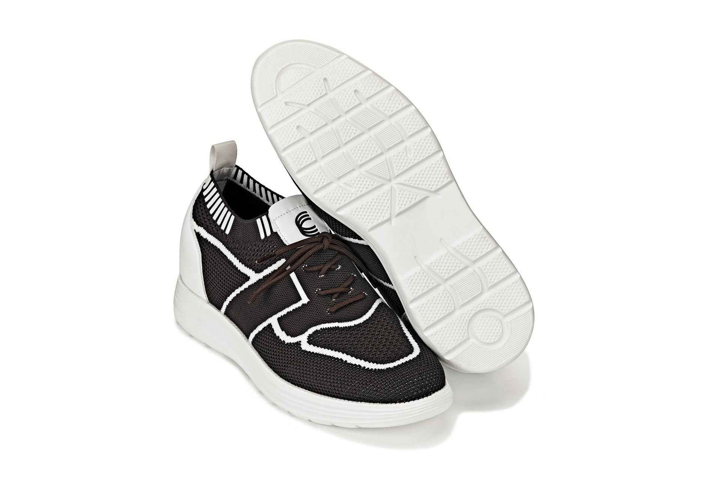 CALTO - X1342 - 2.8 Inches Taller (Mocha Brown/White) - Lace Up Casual Walker - Lightweight Tallmenshoes.com