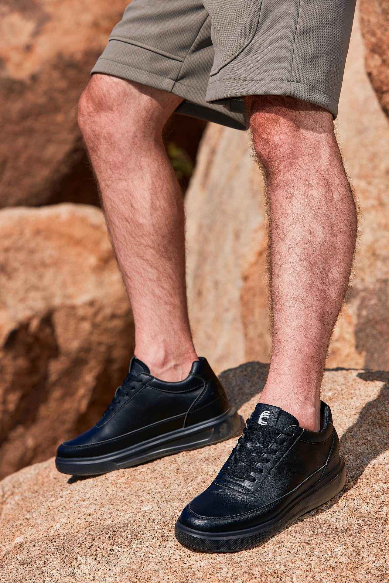 CALTO - X1646 - 2.8 Inches Taller (Pitch Black) - Lightweight Sneakers Tallmenshoes.com