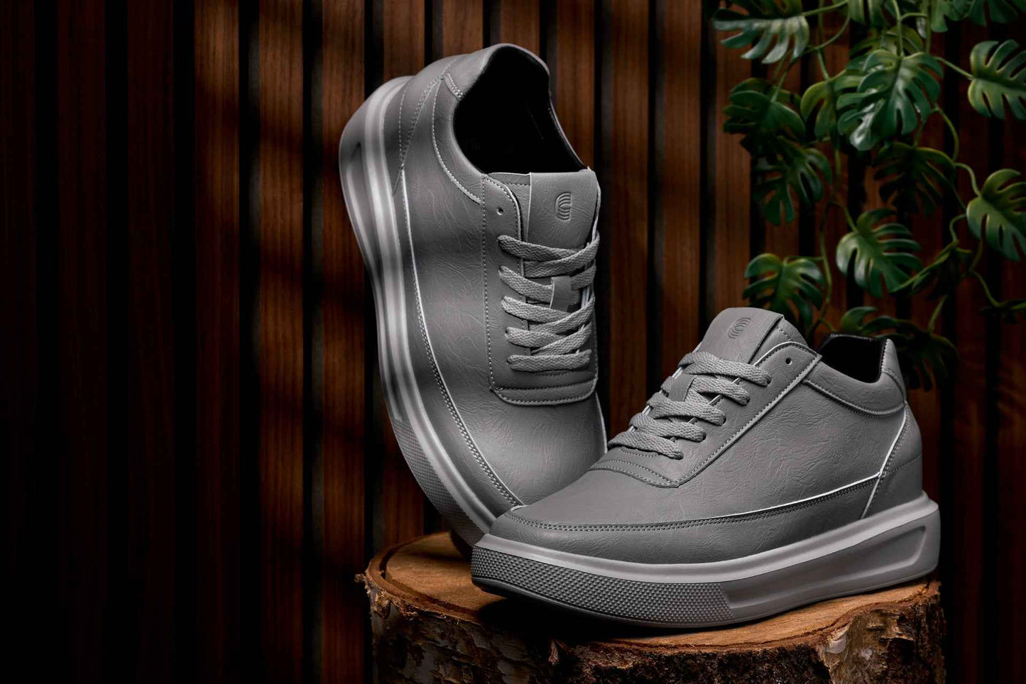 CALTO - X1648 - 2.8 Inches Taller (Pewter Grey) - Lightweight Sneakers