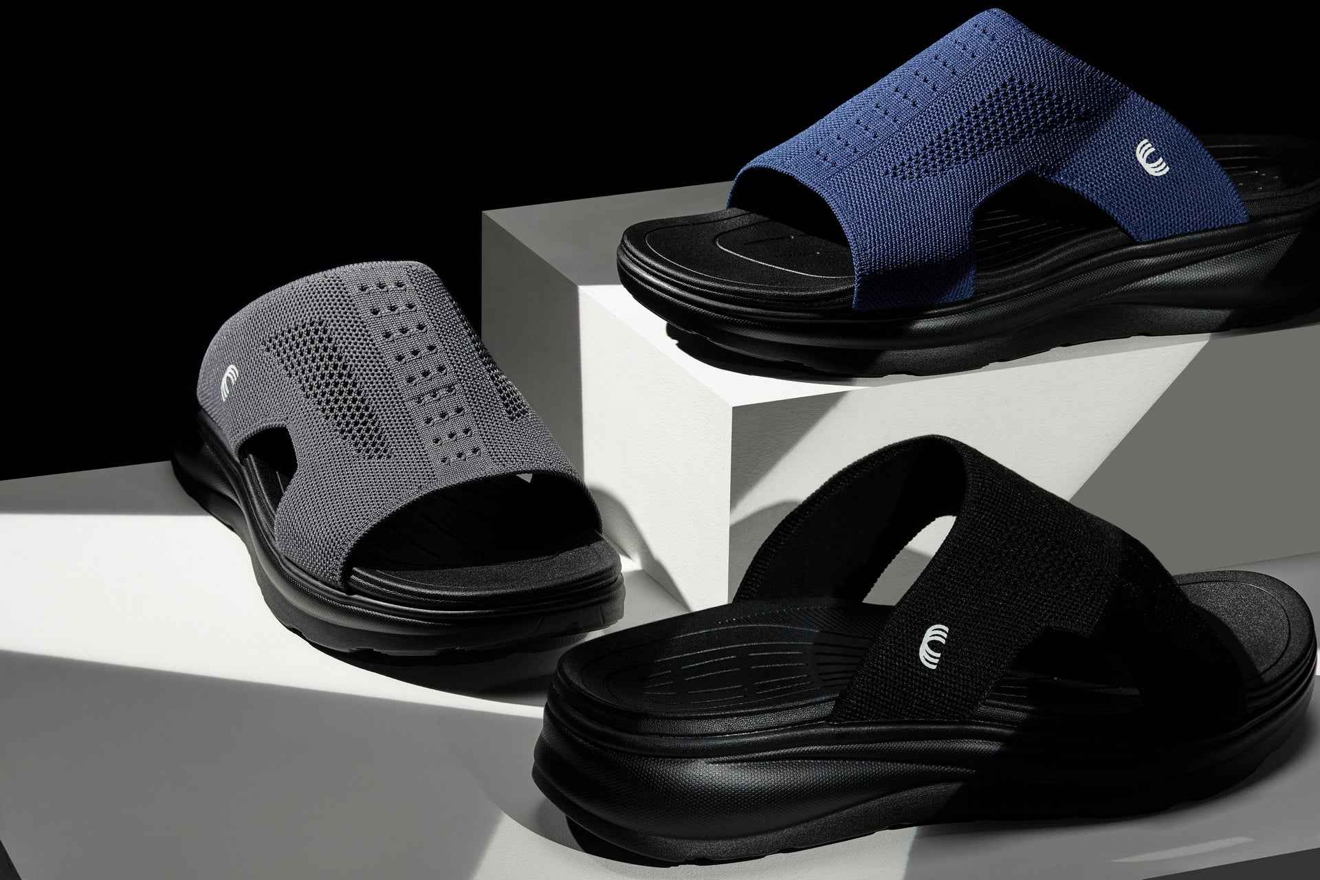 CALTO - X1659 - 2 Inches Taller (Black/Knitted Navy) Tallmenshoes.com