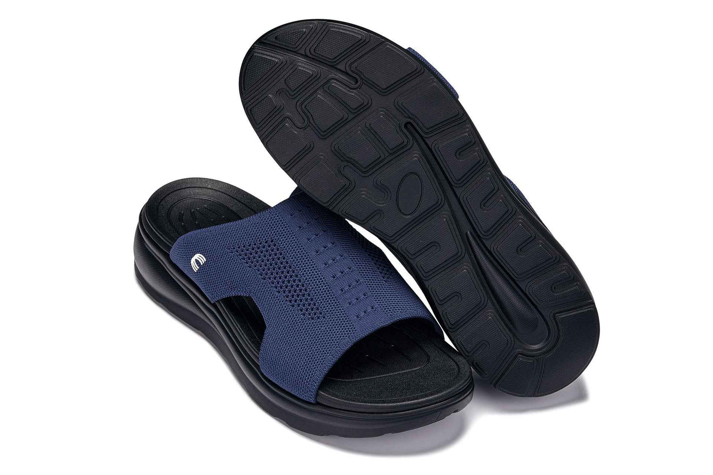CALTO - X1659 - 2 Inches Taller (Black/Knitted Navy) Tallmenshoes.com