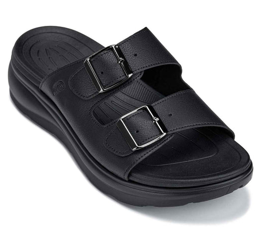 CALTO - X1660 - 2 Inches Taller (Black Buckle) - Dual Adjustable Buckle Sandal Tallmenshoes.com
