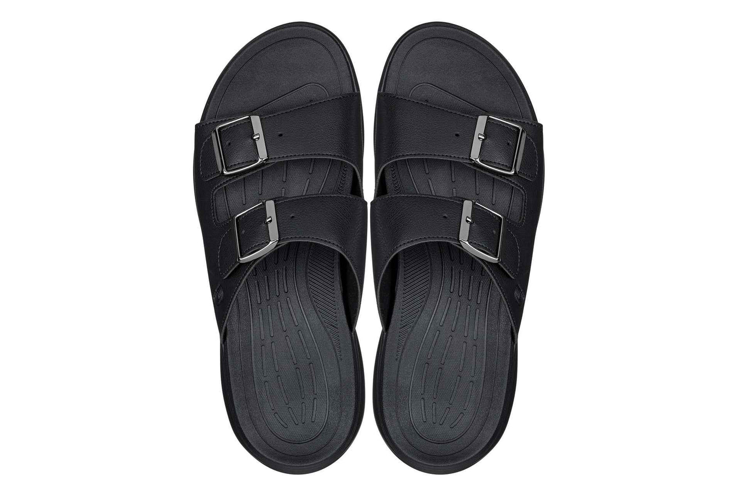 CALTO - X1660 - 2 Inches Taller (Black Buckle) - Dual Adjustable Buckle Sandal Tallmenshoes.com