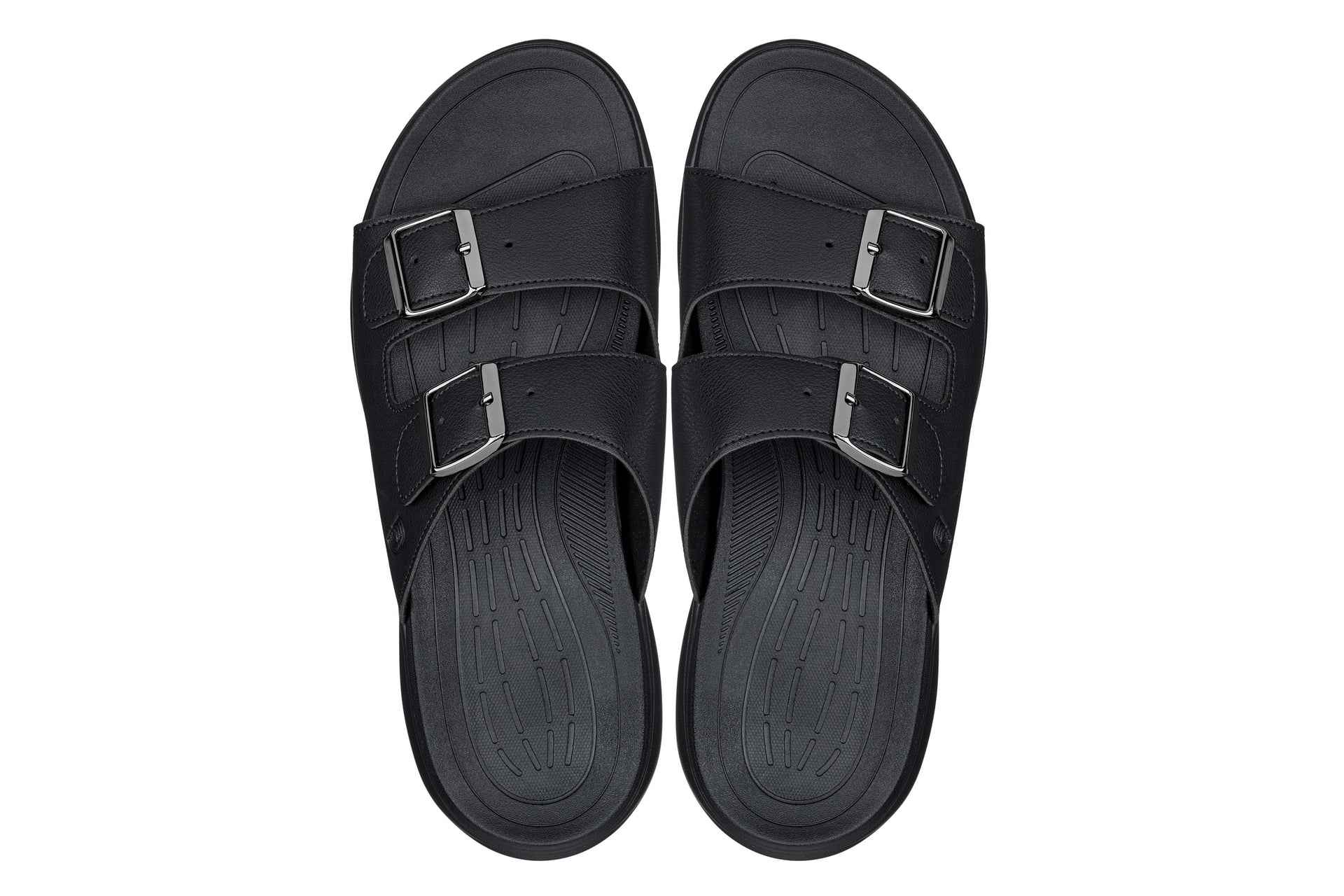 CALTO - X1660 - 2 Inches Taller (Black Buckle) - Dual Adjustable Buckle Sandal Tallmenshoes.com