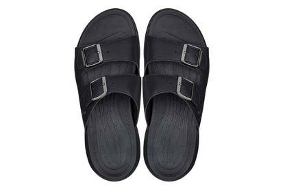 CALTO - X1660 - 2 Inches Taller (Black Buckle) - Dual Adjustable Buckle Sandal Tallmenshoes.com