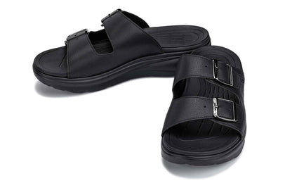 CALTO - X1660 - 2 Inches Taller (Black Buckle) - Dual Adjustable Buckle Sandal Tallmenshoes.com