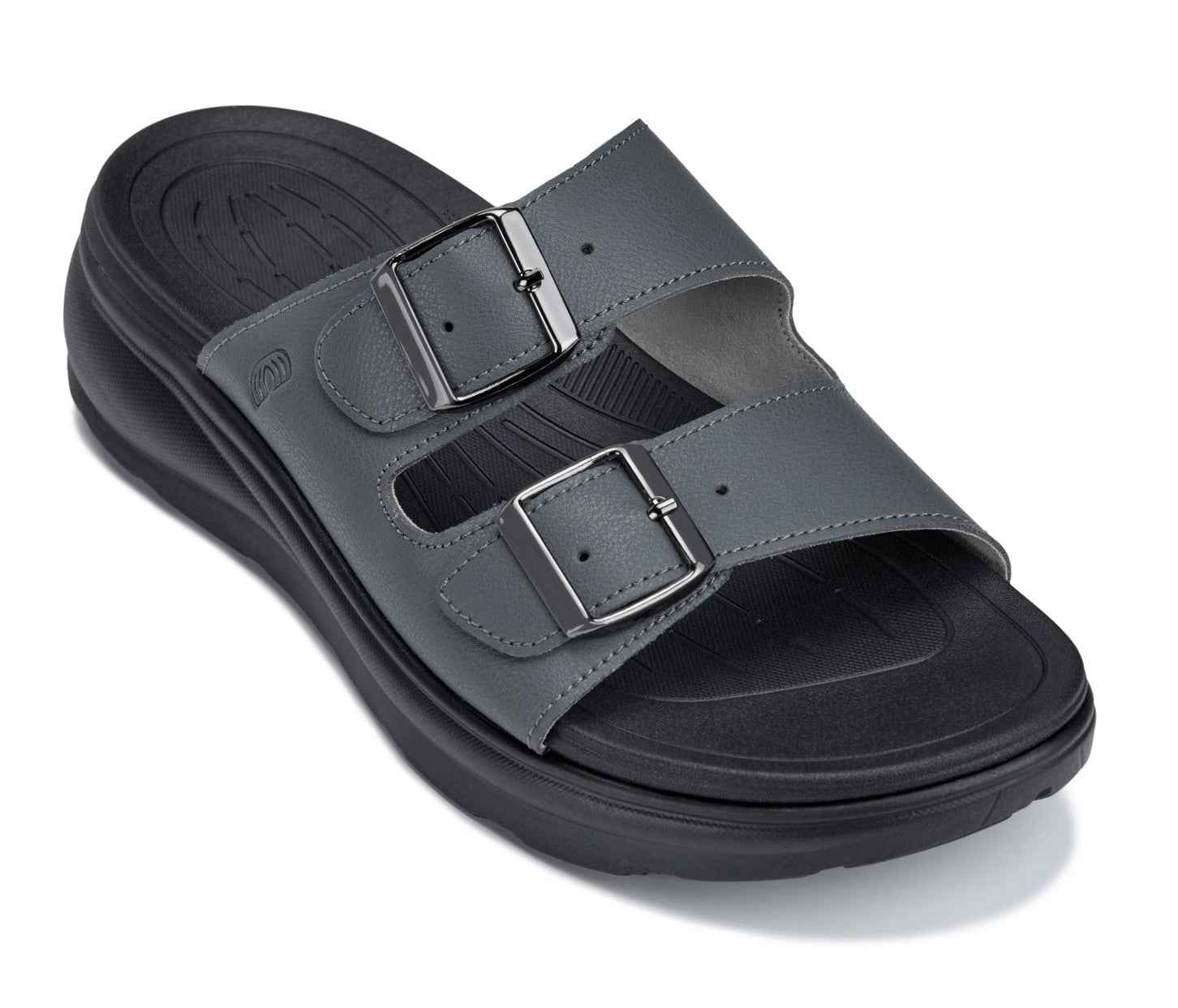 CALTO - X1661 - 2 Inches Taller (Iron Grey Buckle) - Dual Adjustable Buckle Sandals Tallmenshoes.com