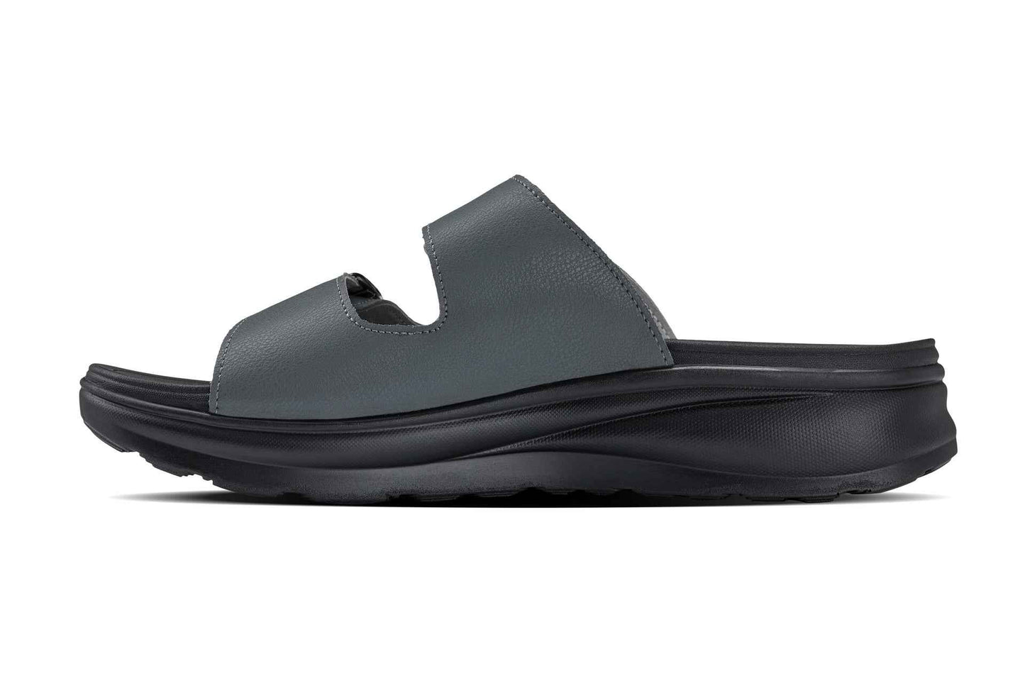 CALTO - X1661 - 2 Inches Taller (Iron Grey Buckle) - Dual Adjustable Buckle Sandals Tallmenshoes.com
