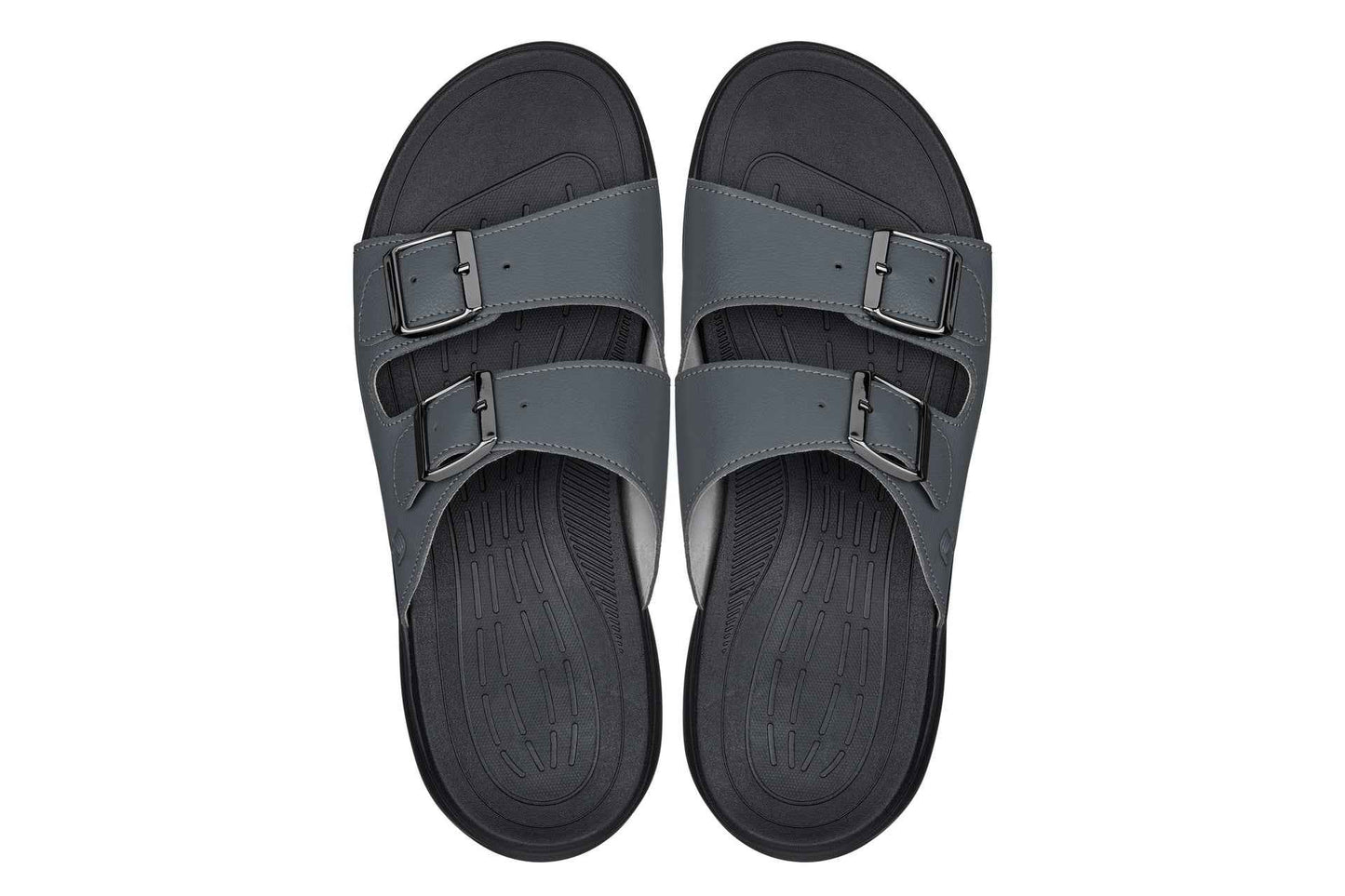 CALTO - X1661 - 2 Inches Taller (Iron Grey Buckle) - Dual Adjustable Buckle Sandals Tallmenshoes.com