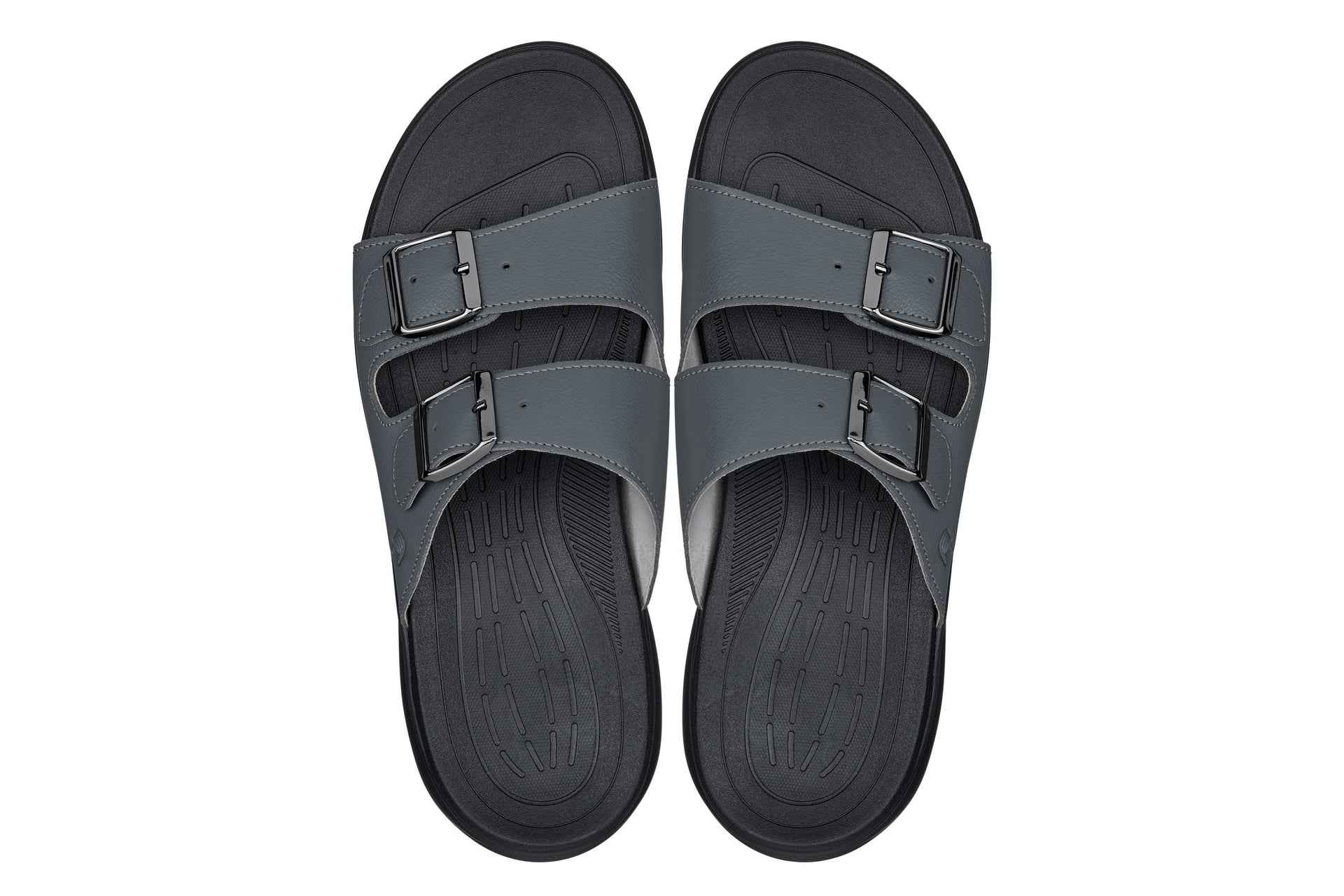 CALTO - X1661 - 2 Inches Taller (Iron Grey Buckle) - Dual Adjustable Buckle Sandals Tallmenshoes.com