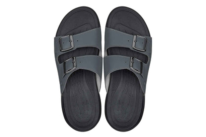 CALTO - X1661 - 2 Inches Taller (Iron Grey Buckle) - Dual Adjustable Buckle Sandals Tallmenshoes.com