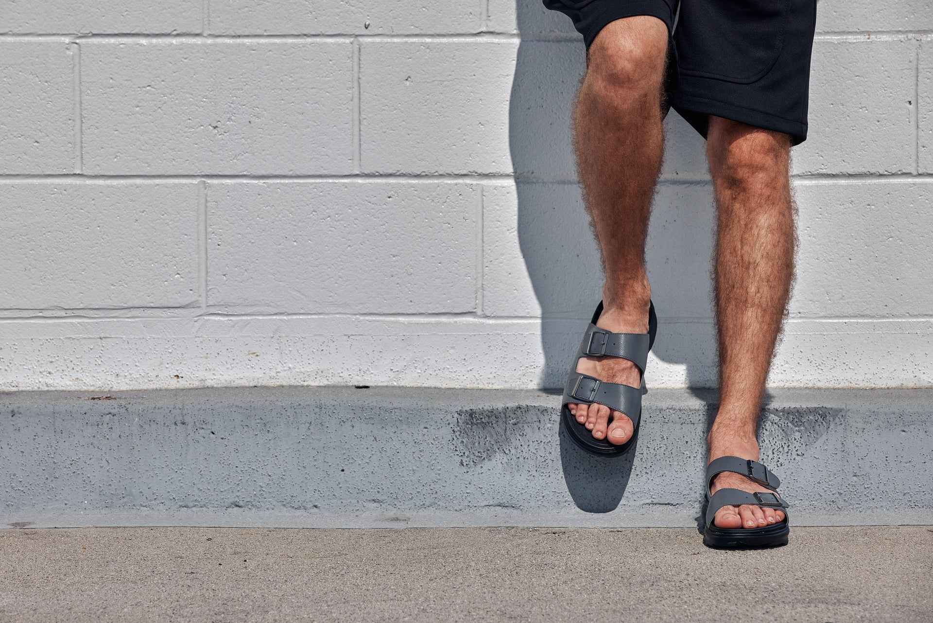 CALTO - X1661 - 2 Inches Taller (Iron Grey Buckle) - Dual Adjustable Buckle Sandals Tallmenshoes.com