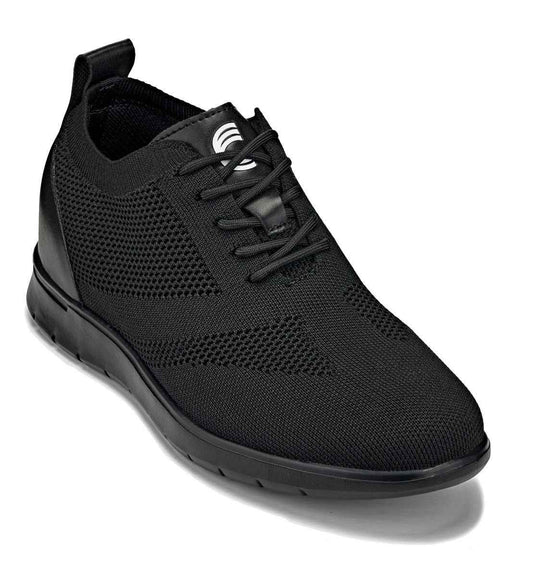 CALTO - X2211 - 2.4 Inches Taller (Black/Black Sole) - Lace Up Casual Walker - Lightweight Tallmenshoes.com
