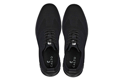 CALTO - X2211 - 2.4 Inches Taller (Black/Black Sole) - Lace Up Casual Walker - Lightweight Tallmenshoes.com