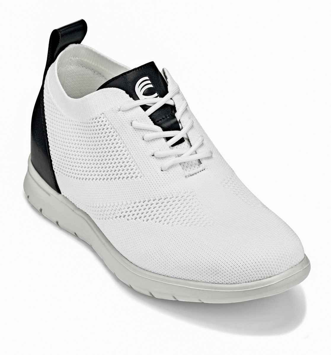 CALTO - X2212 - 2.4 Inches Taller (White/Black) - Lace Up Casual Walker - Lightweight Tallmenshoes.com