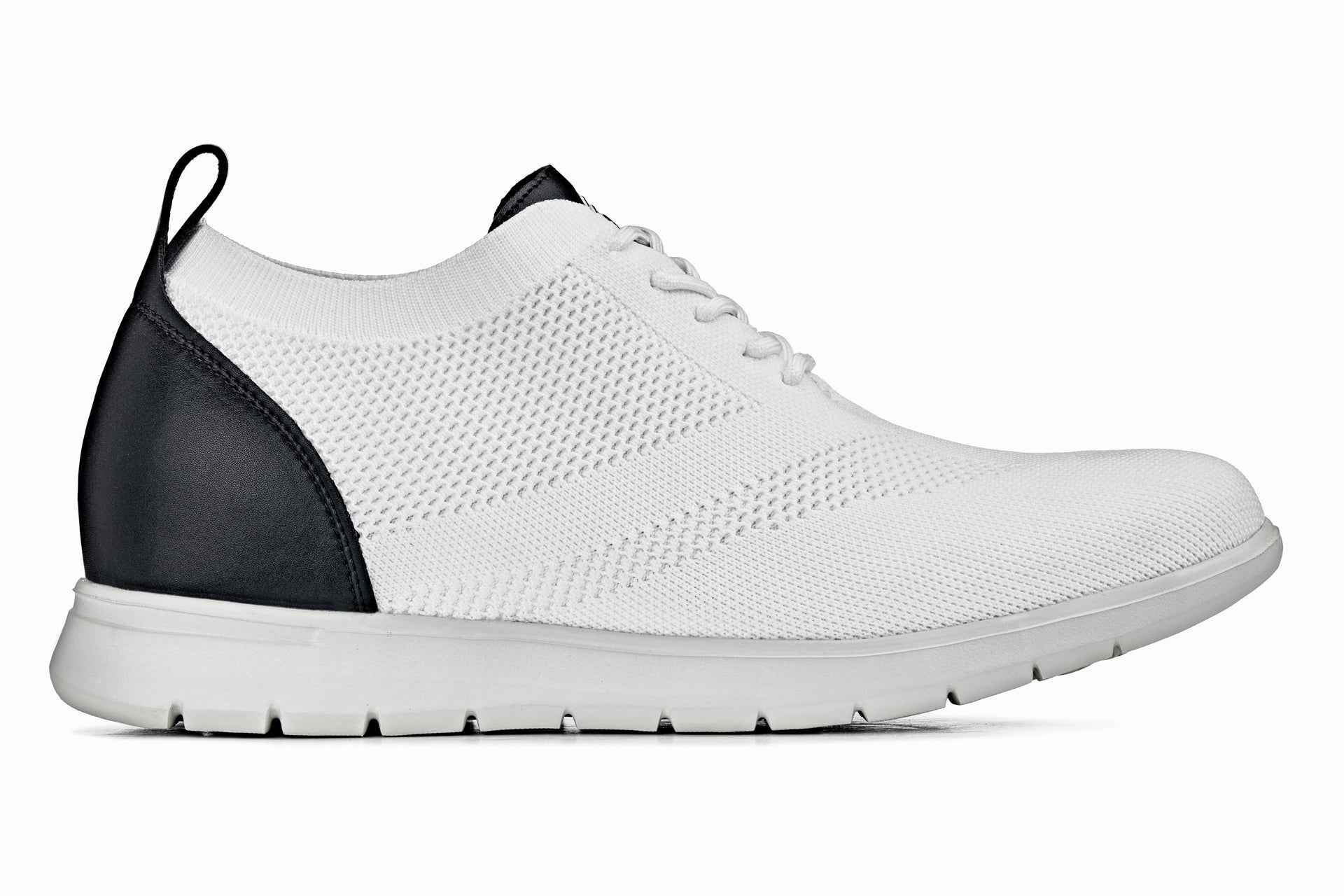 CALTO - X2212 - 2.4 Inches Taller (White/Black) - Lace Up Casual Walker - Lightweight Tallmenshoes.com