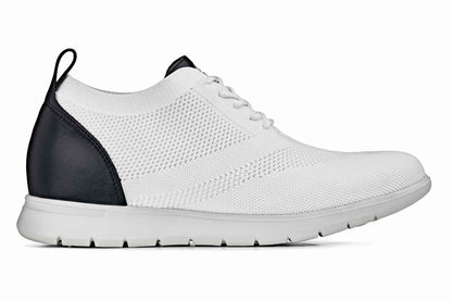 CALTO - X2212 - 2.4 Inches Taller (White/Black) - Lace Up Casual Walker - Lightweight Tallmenshoes.com