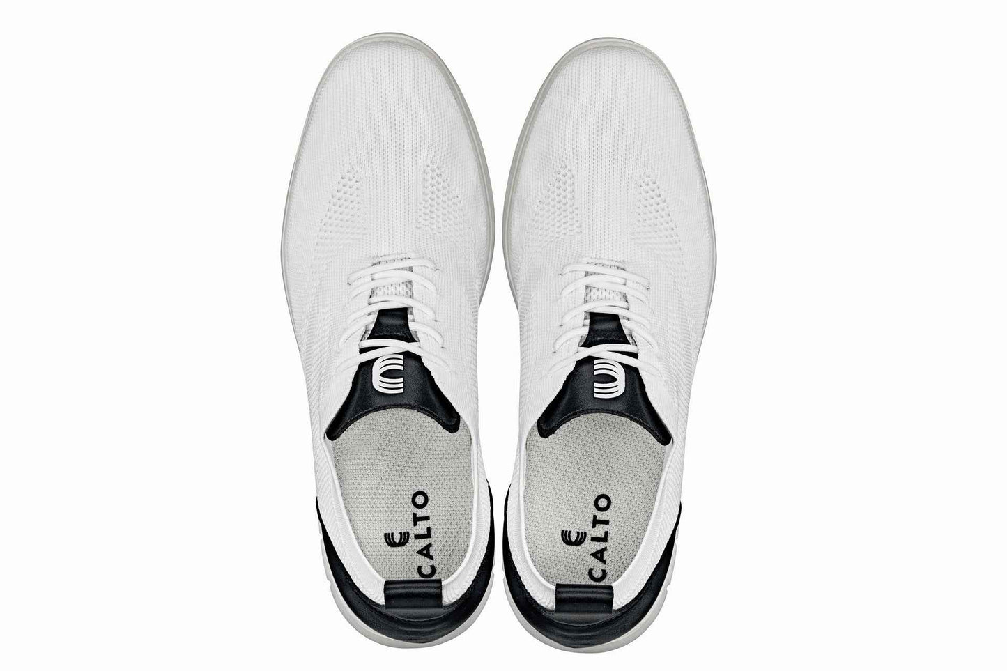 CALTO - X2212 - 2.4 Inches Taller (White/Black) - Lace Up Casual Walker - Lightweight Tallmenshoes.com