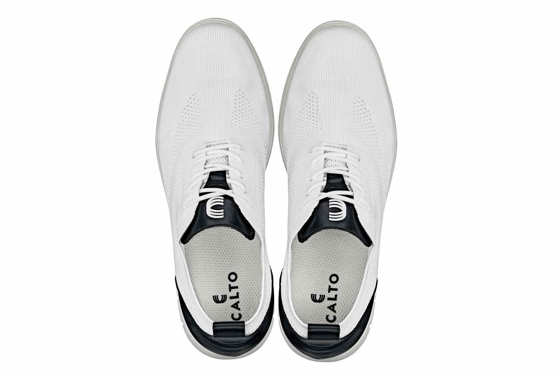 CALTO - X2212 - 2.4 Inches Taller (White/Black) - Lace Up Casual Walker - Lightweight Tallmenshoes.com