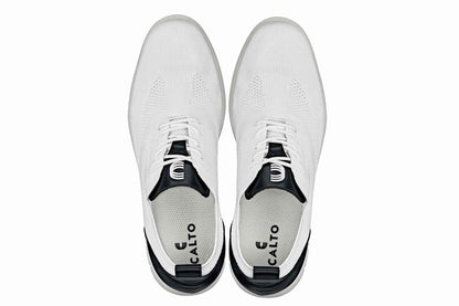 CALTO - X2212 - 2.4 Inches Taller (White/Black) - Lace Up Casual Walker - Lightweight Tallmenshoes.com