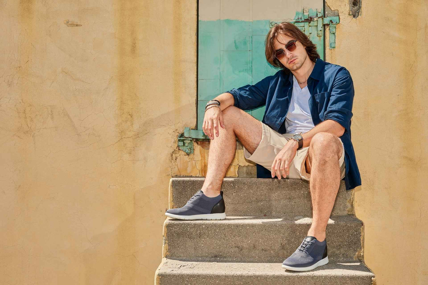 CALTO - X2213 - 2.4 Inches Taller (Moon Gray/Black) - Lace Up Casual Walker - Lightweight Tallmenshoes.com